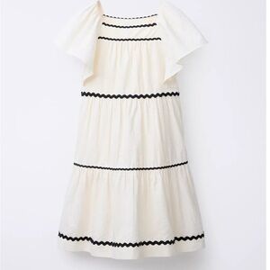 Zara Cream Dress with Black Trim Accents